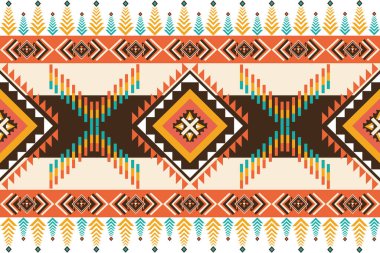Etnik boho kusursuz desen. Kabile vektör süslemesi. Aztek tarzı, renkli kumaş.