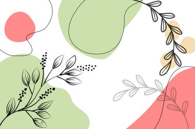 El çizimi yaprakları olan soyut çiçek arkaplanı. Tasarımınız için vektör illüstrasyonu. 