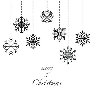 Merry Christmas and Happy New Year greeting card with christmas decorations socks, snowflakes. Vector illustration. clipart