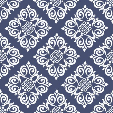 Damask kusursuz desen elementi. Vector klasik lüks, eski moda İspanyol süsü, duvar kağıtları, tekstil, ambalaj için kraliyet Victoria dönemi kusursuz dokusu. Klasik, zarif, çiçekli barok şablonu..