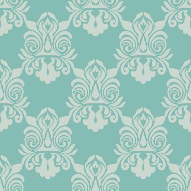 Damask kusursuz desen elementi. Vector klasik lüks, eski moda İspanyol süsü, duvar kağıtları, tekstil, ambalaj için kraliyet Victoria dönemi kusursuz dokusu. Klasik, zarif, çiçekli barok şablonu..