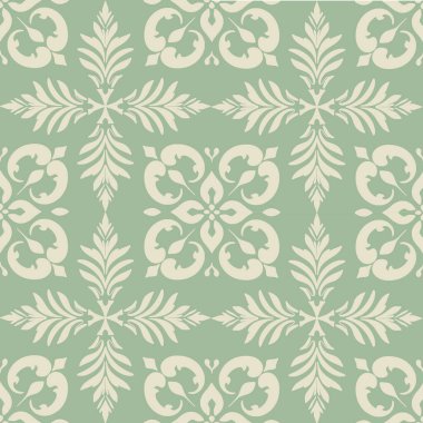 Oriental vektör klasik şablon. Tekrarlayan elementlerle kusursuz soyut arkaplan. Klasik damaskesiz desen, zarif tekstil tasarımı için vektör çizimi.