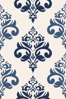 Barok tarzında kusursuz bir desen. Vektör çizimi. Duvar kağıdı, markalaşma, web tasarımı, davetiyeler, battaniyeler, yatak örtüleri için tekrarlanan tasarımlar.