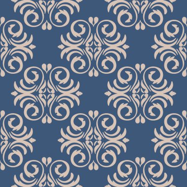 Barok tarzında kusursuz bir desen. Vektör çizimi. Duvar kağıdı, markalaşma, web tasarımı, davetiyeler, battaniyeler, yatak örtüleri için tekrarlanan tasarımlar.