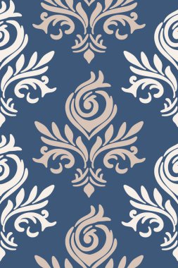 Barok tarzında kusursuz bir desen. Vektör çizimi. Duvar kağıdı, markalaşma, web tasarımı, davetiyeler, battaniyeler, yatak örtüleri için tekrarlanan tasarımlar.