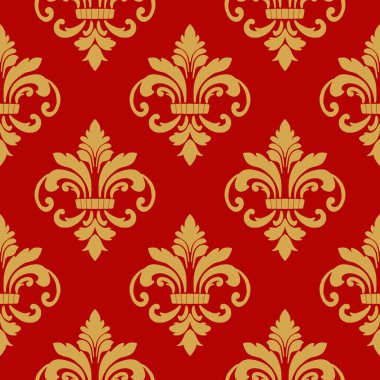 Vektör damaskesiz arkaplan. Klasik lüks, eski moda İspanyol aksesuarı. Duvar kağıtları, tekstil, ambalaj için dikişsiz Victoria kumaşı. Zarif çiçekli barok şablonu.