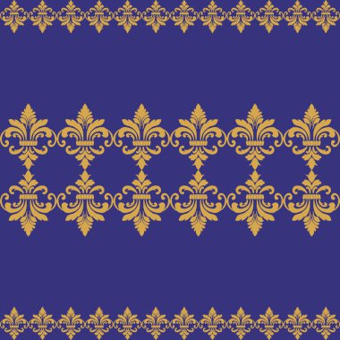 Vektör damaskesiz arkaplan. Klasik lüks, eski moda İspanyol aksesuarı. Duvar kağıtları, tekstil, ambalaj için dikişsiz Victoria kumaşı. Zarif çiçekli barok şablonu.