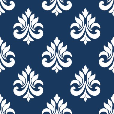 Vektör damaskesiz arkaplan. Klasik lüks, eski moda İspanyol aksesuarı. Duvar kağıtları, tekstil, ambalaj için dikişsiz Victoria kumaşı. Zarif çiçekli barok şablonu.