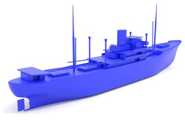 Üç boyutlu illüstrasyon. Tarihsel genel kargo motor gemisinin 3D yazıcı modeli