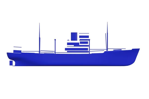 Ілюстрація Друкарська Модель Історичного Загального Вантажного Моторного Корабля — стокове фото
