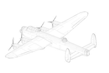 3d illustration. A four -engine heavy English bomber from the Second World War