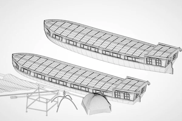 Ilustração Modelo Uma Velha Barcaça Dinamarquesa — Fotografia de Stock