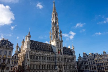 Brussels, Belgium, January 17, 2023. The Brussels City Hall is a gothic and classical building located on the Grand Place of Brussels opposite the Maison du Roi