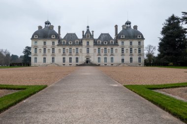 Cheverny, France, February 24, 2023. Facade of the Chateau de Cheverny which inspired the Chateau de Moulinsart in the Tintin comic