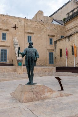 Valletta, Malta, 30 Nisan 2023. Valetta 'lı John, Kudüs' teki Aziz John Tarikatı 'nın Büyük Ustası, Malta Cumhuriyeti' nin şimdiki başkenti Valletta 'yı kurdu ve ona adını verdi..