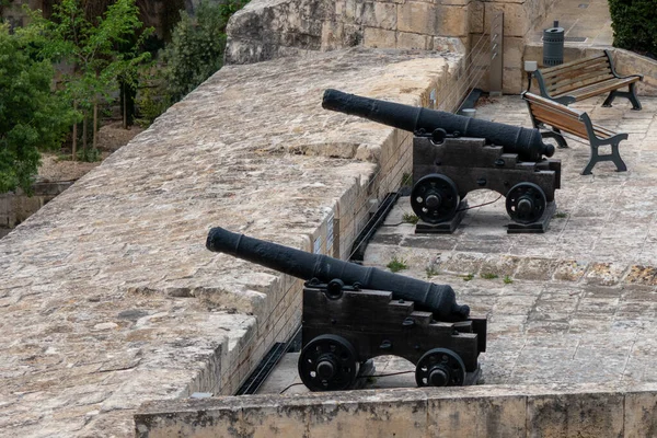 Valletta Malta April 2023 Cannons Rampart Defend City Invaders — Stock Photo, Image