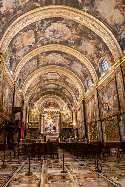 Valletta Málta 2023 Április Barokk Szent János Székesegyház Belseje — Stock Fotó