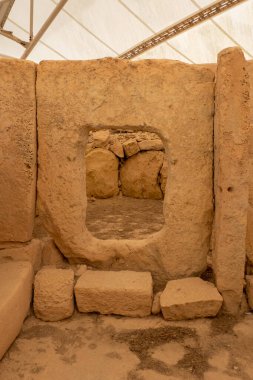 Hagar Qim, Malta, 2 Mayıs 2023. Hagar Qim ve Mnajdra tapınakları, Malta 'nın megalitik tapınaklarını içeren UNESCO Dünya Mirası alanları.