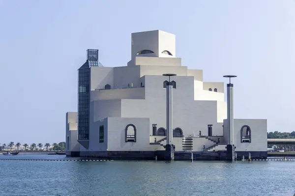 stock image Doha, Qatar, November 1, 2023. Museum of Islamic Art. The building sits on an artificial island in Doha Bay