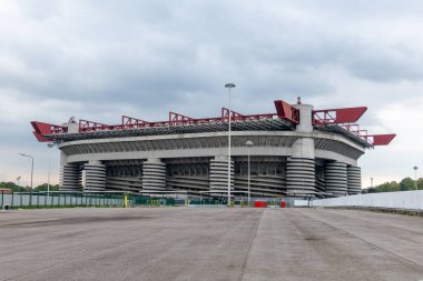 Milan, İtalya, 1 Ağustos 2023. Giuseppe Meazza Stadyumu, San Siro Stadyumu olarak da bilinir. Kentin iki kulübünün evi AC Milan ve Inter 'dir..