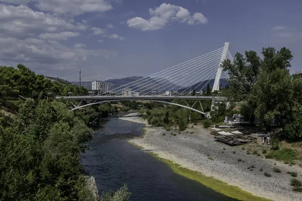 Stock image Podgorica, Montenegro, August 5, 2024. Millennium Bridge over the Moraca River