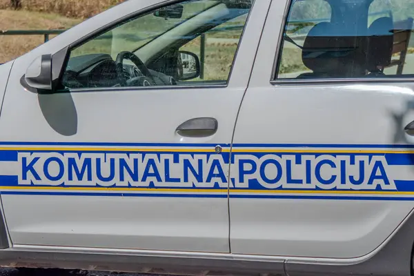 stock image Podgorica, Montenegro, August 5, 2024. Municipal police car on the street