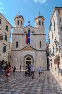 Kotor, Karadağ, 2 Ağustos 2024. Kotor 'daki Sırp Ortodoks Aziz Niklas Kilisesi