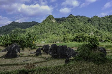 Mai Chau, Vietnam, 23 Ekim 2025. Mai Chau Vadisi ve onun tarım arazisi, Hoa Binh Eyaleti,