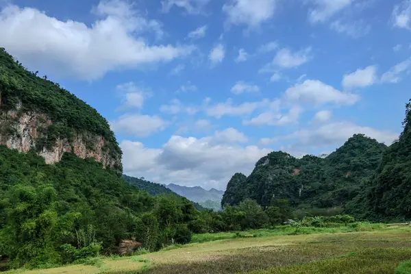 Mai Chau, Vietnam, 23 Ekim 2025. Mai Chau Vadisi ve onun tarım arazisi, Hoa Binh Eyaleti,
