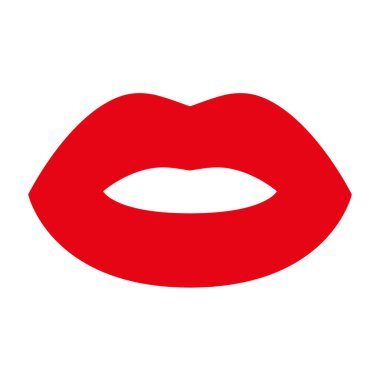 Red lip icon. Vector illustration isolated on white background