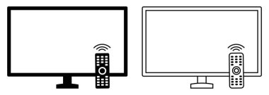 Düz ve çizgi sanat tarzında uzaktan kumanda simgelerine sahip TV