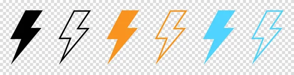 Flash Trueno Iconos Energía — Vector de stock