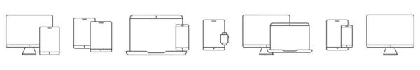 Symbole Für Die Gerätelinie Vektor Illustration Isoliert Auf Weißem Hintergrund — Stockvektor