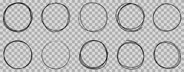 Handgezeichnete Kreise Skizzieren Rahmenset — Stockvektor