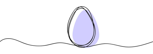 Continuous one line drawing of egg with abstact shape