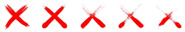 红色Grunge交叉图标集 — 图库矢量图片