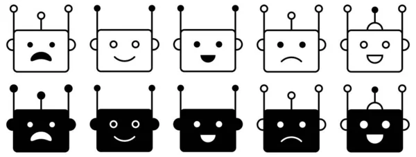 Icônes Mignon Chatbot Visage Robot — Image vectorielle