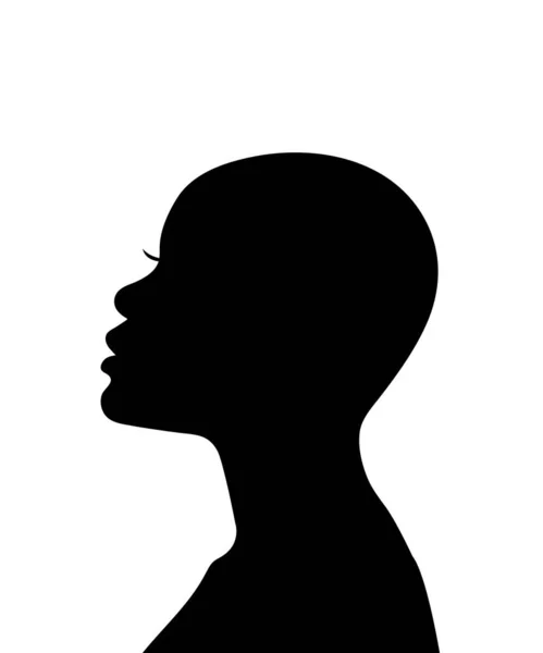 非洲裔女性头像的黑色轮廓 — 图库矢量图片