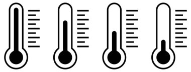 Termometre simgeleri ayarlandı. Vektör illüstrasyonu