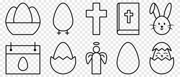 Easter Line Icons Vector Illustration — Stock Vector
