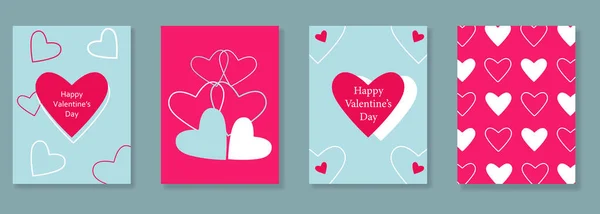 Happy Valentines Day Cards Set — Stock Vector