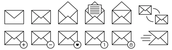 Conjunto Ícones Correio Coleções Envelope Email Ilustração Vetorial — Vetor de Stock