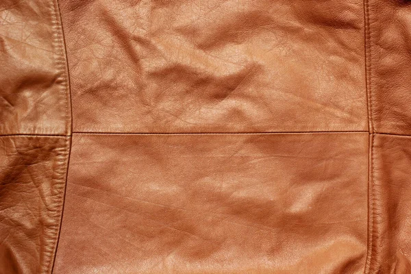 Oberfläche Und Nähte Aus Braun Orangem Leder — Stockfoto