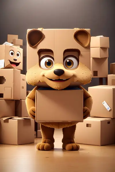 Big Boxes Cardboard mascot character in the shape of an animal