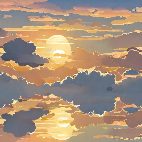 Dipinto Nuvole Sole — Foto Stock