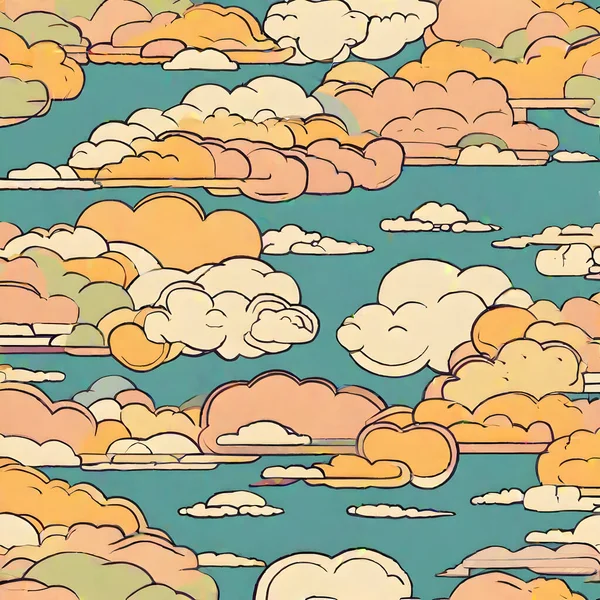 Patrón Costura Nubes Con Fondo Azul Dibujos Animados — Foto de Stock