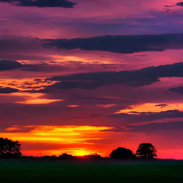 Image Depicts Beautiful Sunset Scene Field — Stock Photo, Image