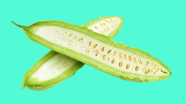 Momordica Charantia Isolated Clipping Path Green Background Shadow Bitter Melon — Stock Photo, Image