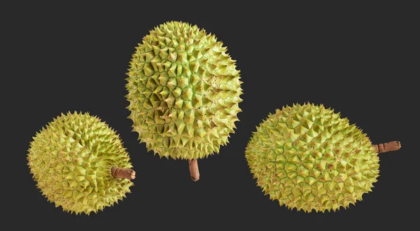 Durian Geïsoleerd Met Clipping Pad Zwarte Achtergrond Geen Schaduw Tropisch — Stockfoto