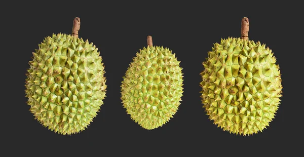 Durian Aislado Con Ruta Recorte Fondo Negro Sin Sombra Fruta —  Fotos de Stock